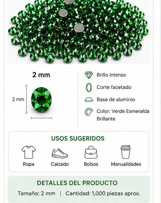 PERLA DE ROPA DE ALUMINIO VERDE EAB-24