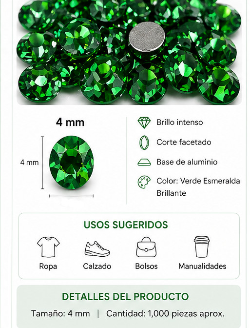 PERLA DE ROPA DE ALUMINIO VERDE EAB-38