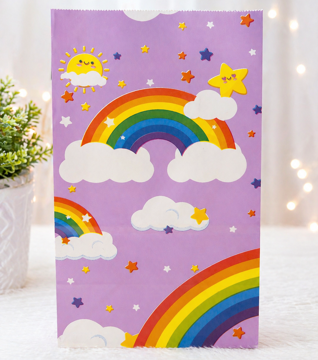 BOLSA DE PAPEL CON ESTAMPADO DE ARCOIRIS DE COLORES VARIADOS EAC-411
