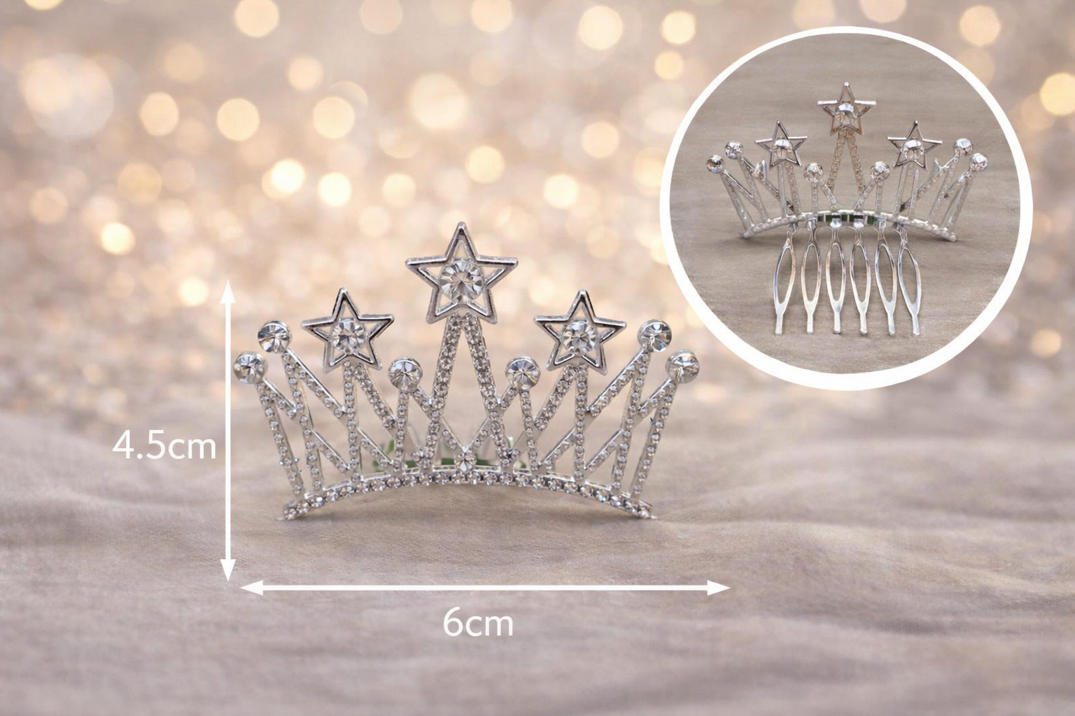 PEINETA DE ALEACIÓN DE PLATA CON FORMA DE CORONA EAL-1053