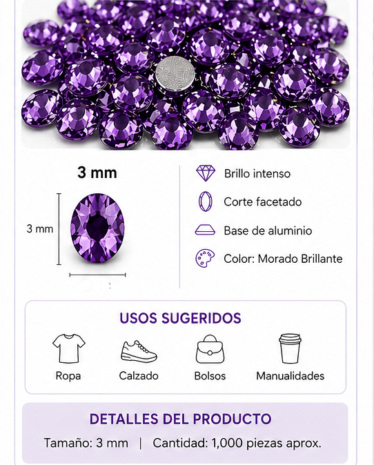PERLA DE ROPA DE ALUMINIO MORADO EAB-29