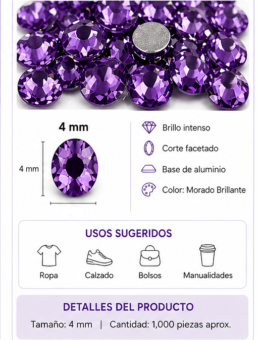 PERLA DE ROPA DE ALUMINIO MORADO EAB-36