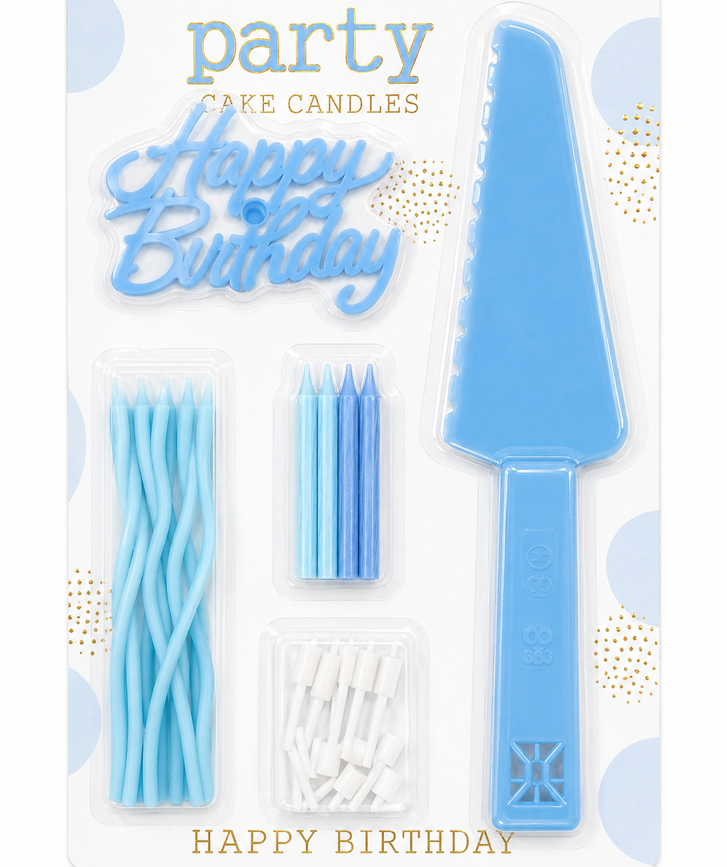 SET DE VELAS Y CUCHILLO DE COLORES DE CUMPLEAÑOS EAW-153
