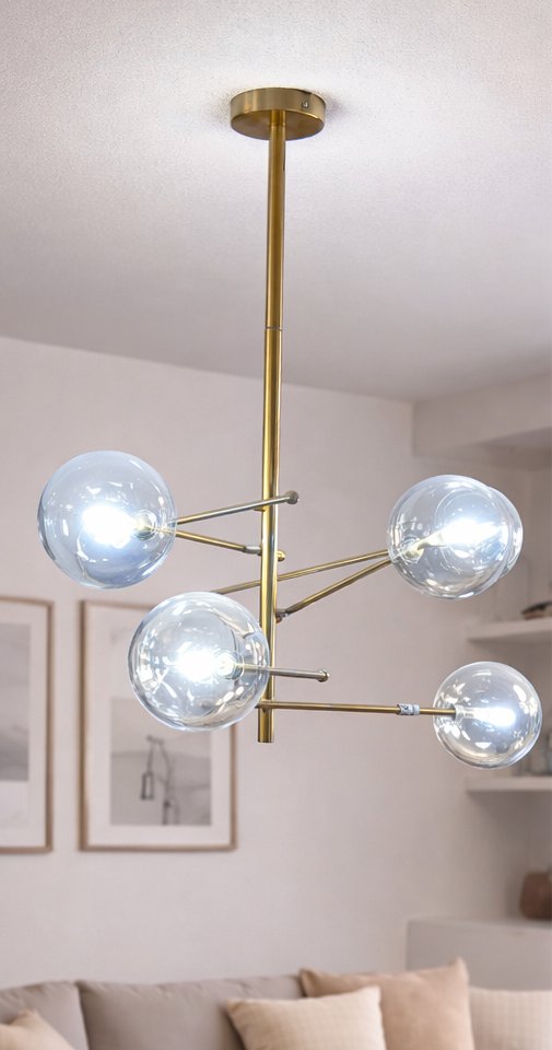 LÁMPARA COLGANTE DE SEIS PLAZAS DE CRISTAL DBY-102