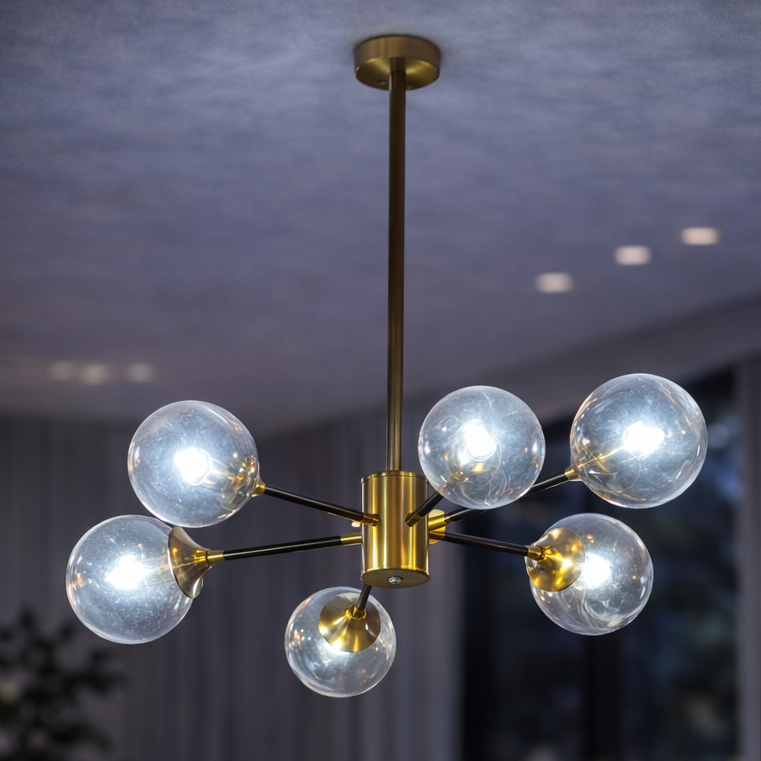 LÁMPARA COLGANTE DE CRISTAL PARA SEIS PLAZAS DBY-104