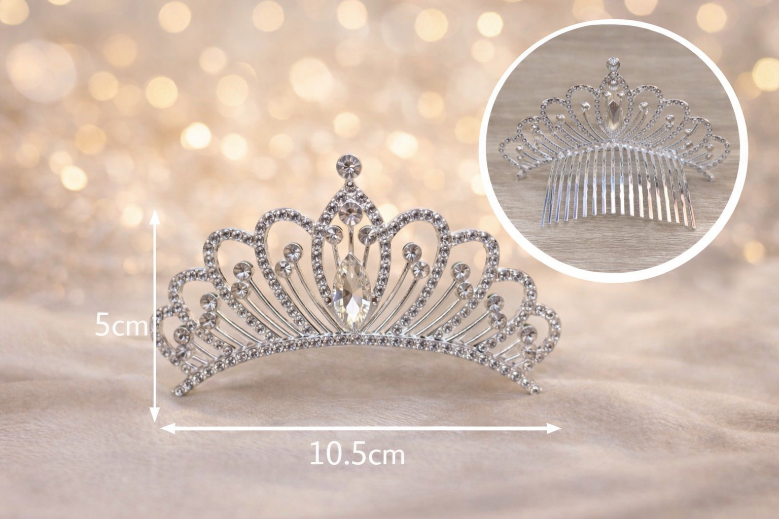 PEINETA DE ALEACIÓN DE PLATA CON FORMA DE CORONA EAL-1052