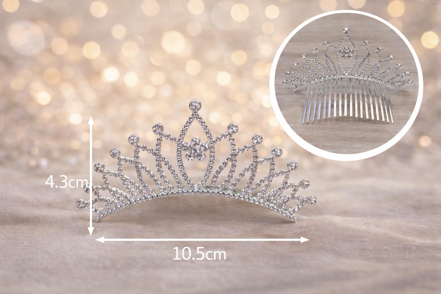 PEINETA DE ALEACIÓN DE PLATA CON FORMA DE CORONA EAL-105