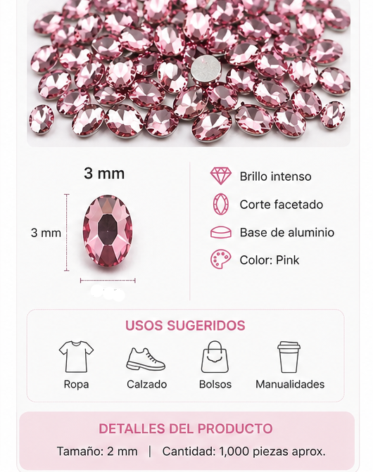 PERLA DE ROPA DE ALUMINIO ROSA EBB-33