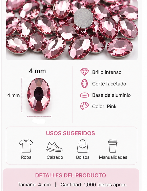 PERLA DE ROPA DE ALUMINIO ROSA EAB-40