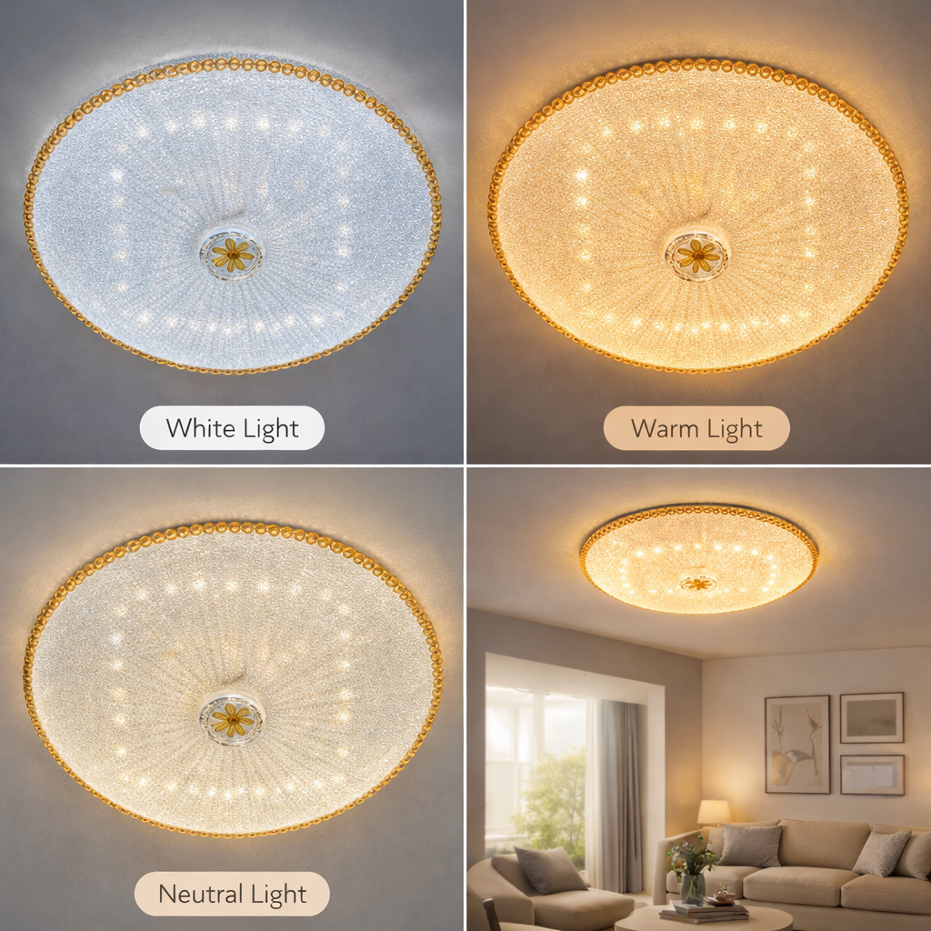 LÁMPARA LED REDONDA ORILLA DORADA