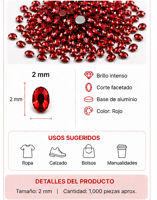 PERLA DE ROPA DE ALUMINIO ROJO EAB-21