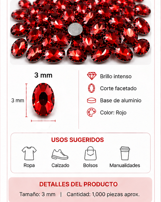 PERLA DE ROPA DE ALUMINIO ROJO EAB-28