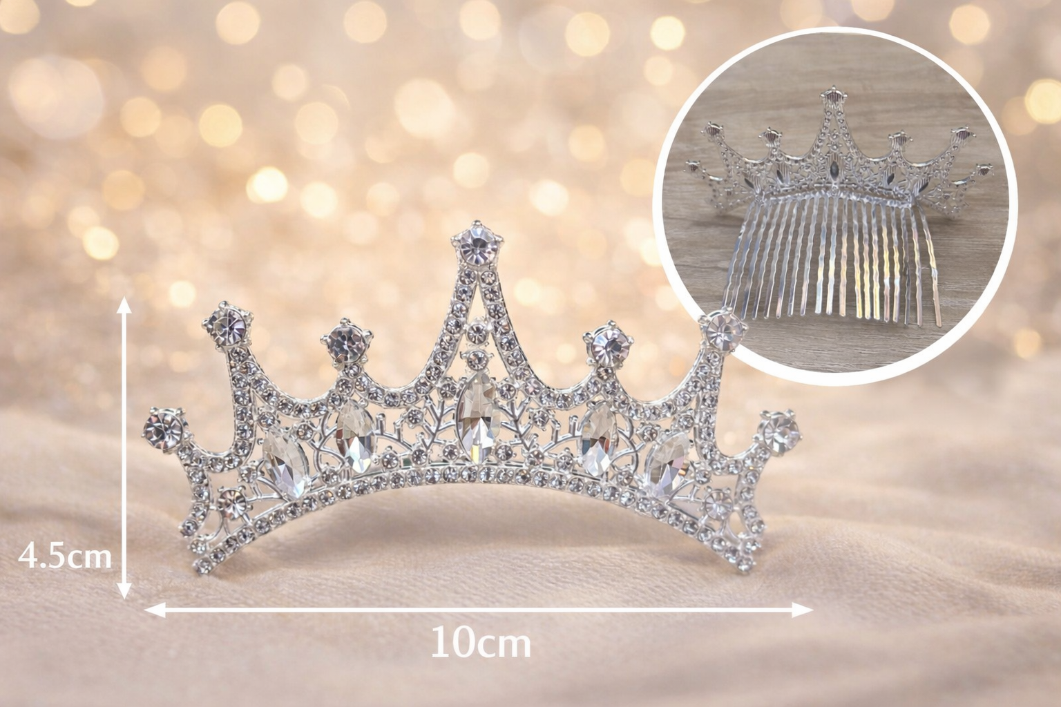 PEINETA DE ALEACIÓN DE PLATA CON FORMA DE CORONA EAL-1050