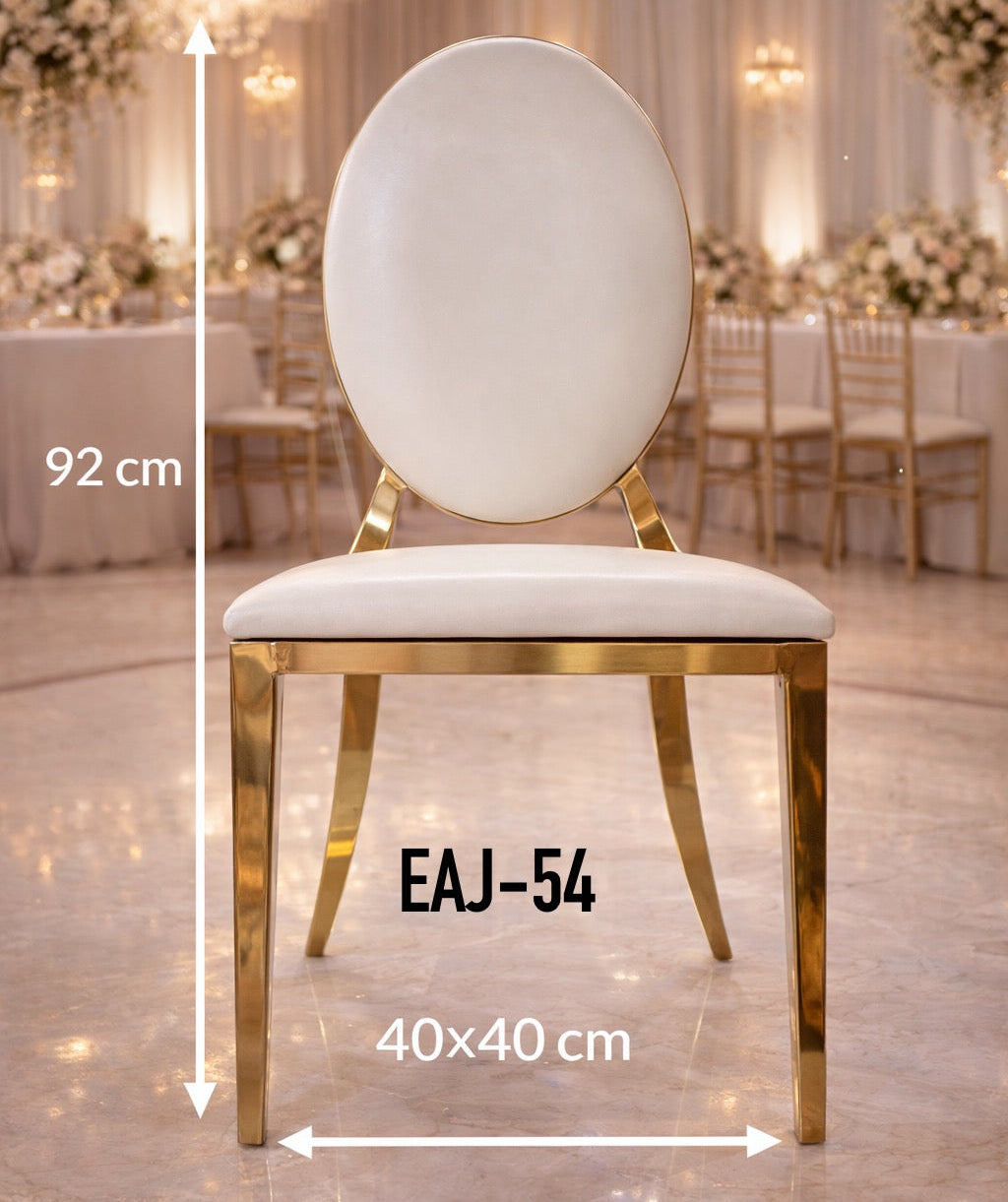 SILLA CON RESPALDO DE ACERO INOXIDABLE Y COJÍN BLANCO EAJ-54