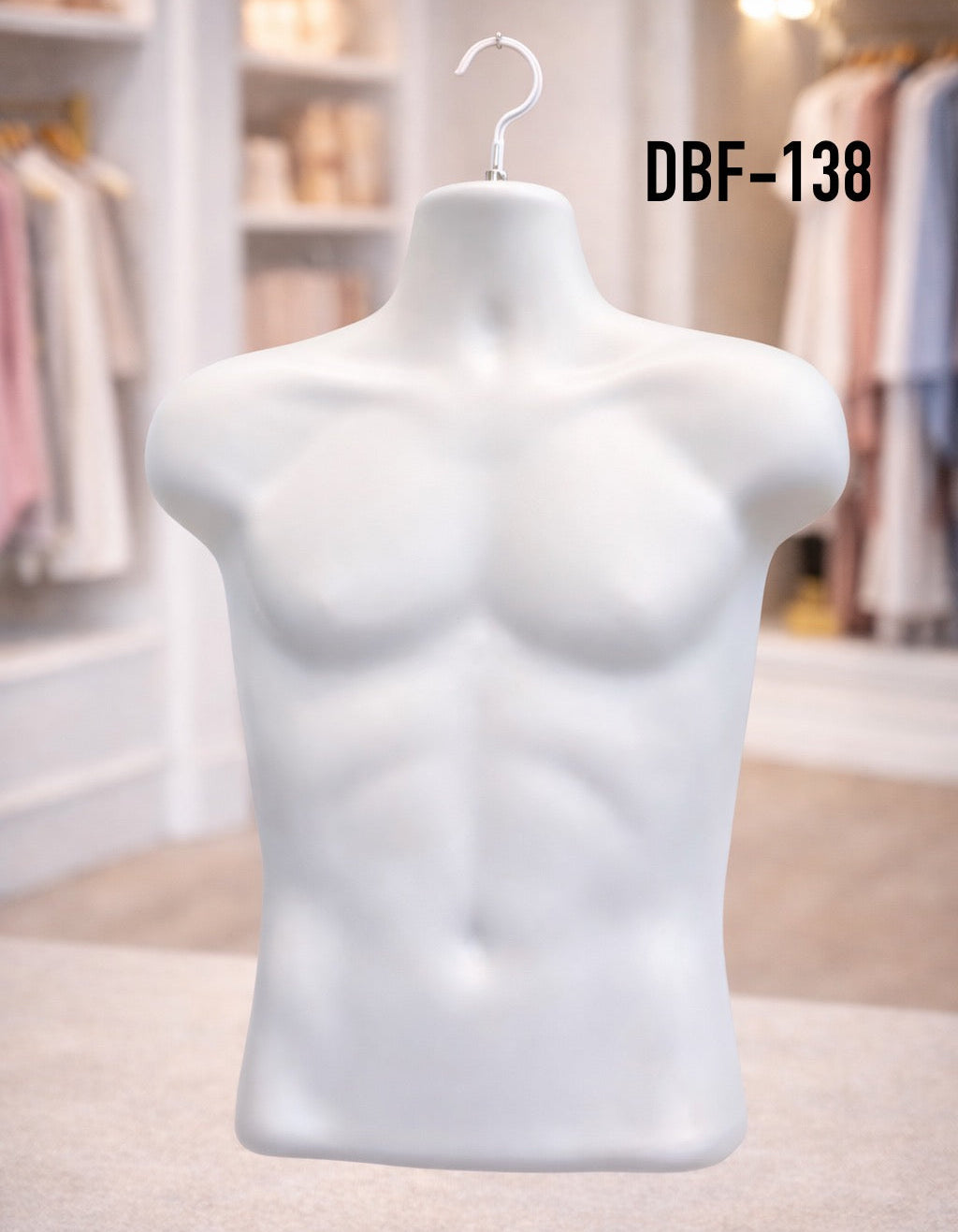 MANIQUIES DE TÓRAX DE PLÁSTICO BLANCO PARA HOMBRES  DBF-138