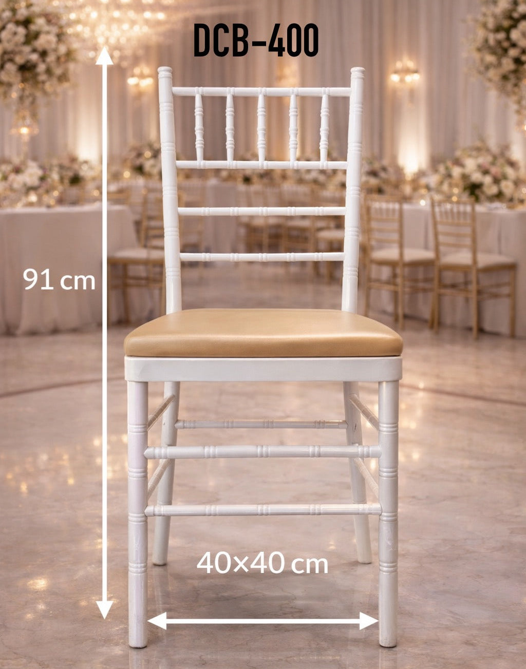 SILLA DE HIERRO CON FORMA DE BAMBÚ BLANCO DCB-400
