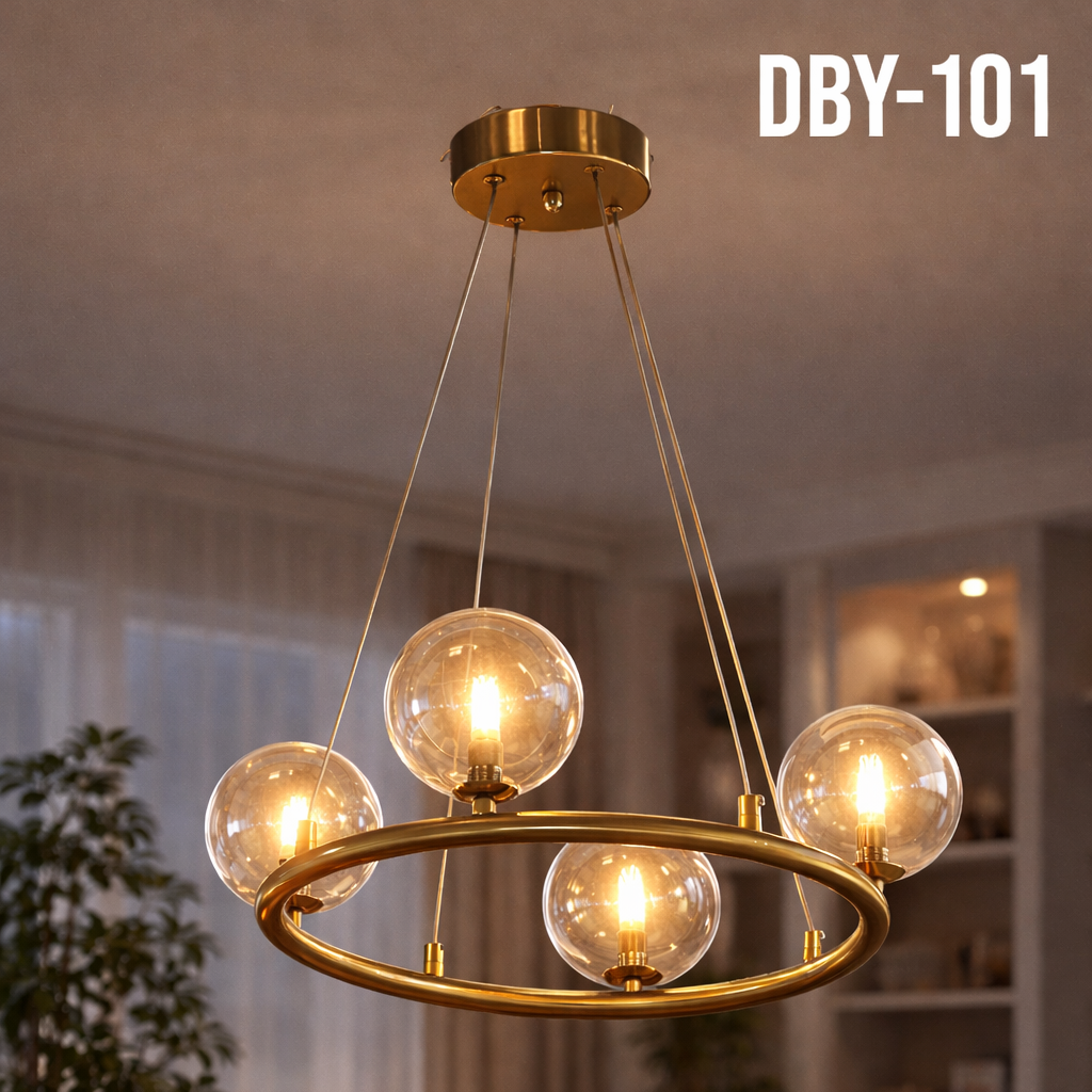 LÁMPARA COLGANTE DE CUATRO PLAZAS DE CRISTAL DBY-101