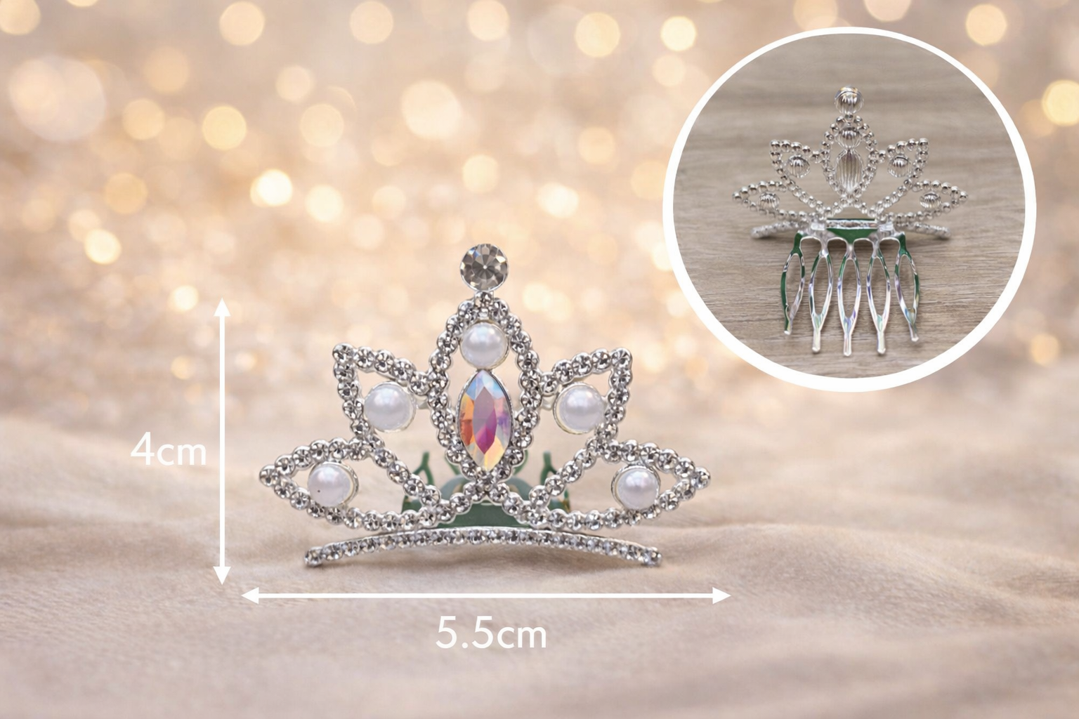 PEINETA DE ALEACIÓN DE PLATA CON FORMA DE CORONA EAL-1055